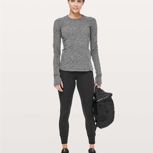 NWT Lululemon Runderful Long Sleeve - Rush Jacquard Black White - Picture 2 of 12